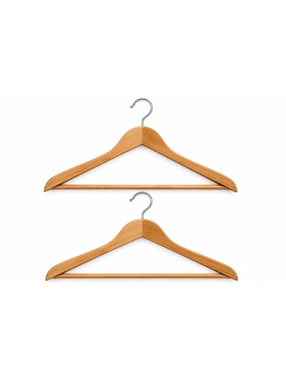 Set of 2 Wooden Clothes Hangers Natural Wood